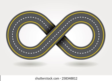 Cartoon Style Road Infinity Symbol Vector Illustration.