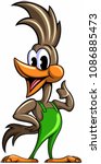Cartoon style roadrunner, funny, cute bird, vector cartoon character.