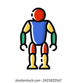 Dibujo vectorial colorido estilo robot de dibujos animados. Icono de robot de corte.