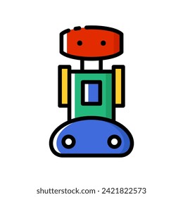 Dibujo vectorial colorido estilo robot de dibujos animados. Icono de robot de corte.