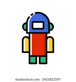 Dibujo vectorial colorido estilo robot de dibujos animados. Icono de robot de corte.