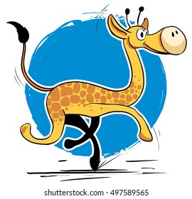 Cartoon style running giraffe