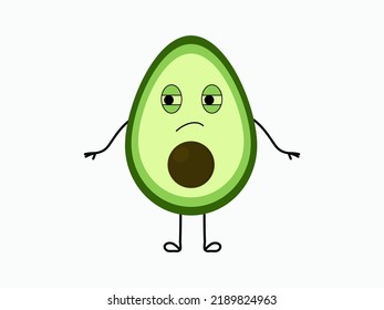 Cartoon-Stil trauriger Avocado, Vektorgrafik einzeln 