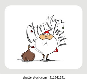 Cartoon style Santa Claus. Merry Christmas - vector illustration