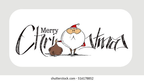 Cartoon style Santa Claus. Merry Christmas - vector illustration