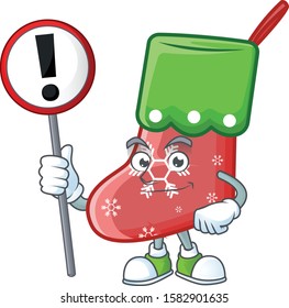 Cartoon style of santa socks with sign in his hand