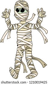 Cartoon style scary mummy vector illustration