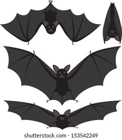 Cartoon style set of spooky Halloween bats