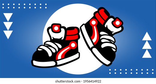 cartoon style shoe vector design isolated on modern blue background