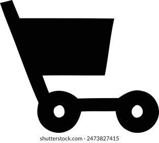 Cartoon style shopping cart icon minimalist