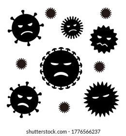 Cartoon style silhouette of coronavirus. Simple vector icon illustration.