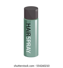 Cartoon style simple gradient hair spray fixation icon. Closed green bottle. Hair care and styling accessory vector illustration.