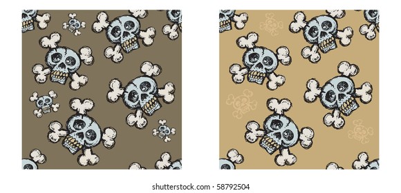 cartoon style skull and crossbones seamless tile