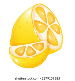 Cartoon style small and big lemon slice.