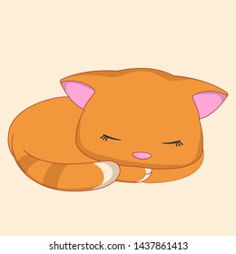 Cartoon Style Small Sleeping Kitty Graphic Stock Vector (Royalty Free ...