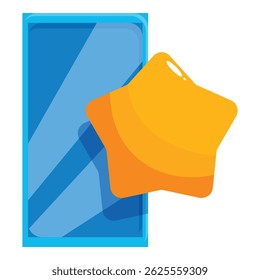 Cartoon style smartphone is receiving a five star feedback rating, indicating customer satisfaction