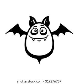 Cartoon Style Smiling Bat on White Background. Vector