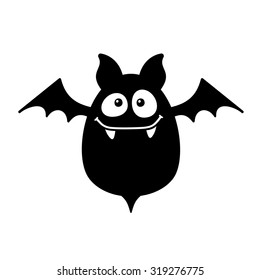 Cartoon Style Smiling Bat on White Background. Vector