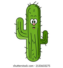 Cartoon style smiling cactus illustration.