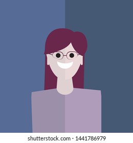 cartoon style smiling character with flat colors and shadows