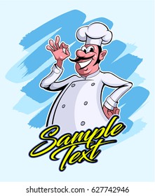Cartoon style smiling cook in the hat