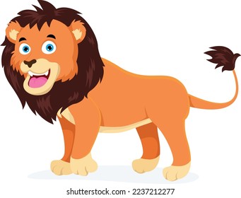 cartoon style smiling lion vector illustration
