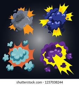 Cartoon style smoke or explosion effect in various color