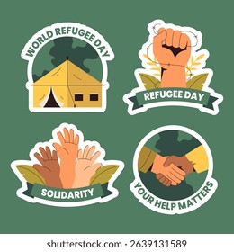 Cartoon Style Social Media Label Background for World Refugee Day Observance