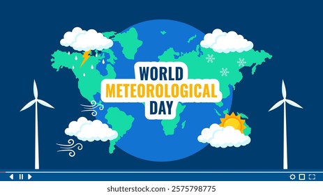 Cartoon Style Social Media Template for World Meteorological Day Thumbnail Designs