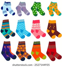 Cartoon style socks. elements of children's clothing. vector illustration