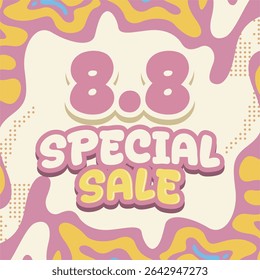 Cartoon style special sale banner with playful pastel color palette and abstract organic background. Perfect for ecommerce promo, flash deals, kids store ads, and online shopping events.