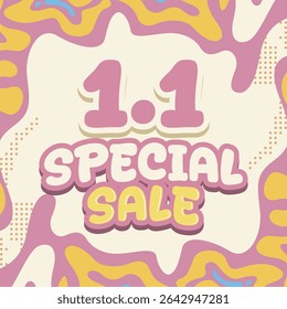 Cartoon style special sale banner with playful pastel color palette and abstract organic background. Perfect for ecommerce promo, flash deals, kids store ads, and online shopping events.