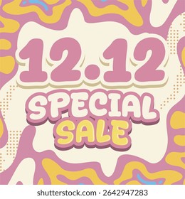 Cartoon style special sale banner with playful pastel color palette and abstract organic background. Perfect for ecommerce promo, flash deals, kids store ads, and online shopping events.