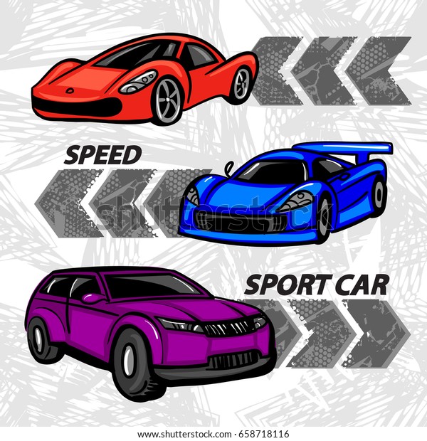 Cartoon Style Sport Car Grunge Shape Royalty Free Stock Image