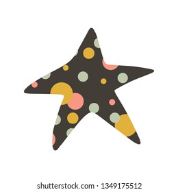 Cartoon style star shape with colorful texture. Great design element for label, sticker, print, card, websites, other design. Vector illustration isolated on white background