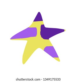 Cartoon style star shape with colorful texture. Great design element for label, sticker, print, card, websites, other design. Vector illustration isolated on white background