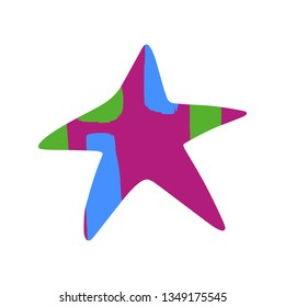 Cartoon style star shape with colorful texture. Great design element for label, sticker, print, card, websites, other design. Vector illustration isolated on white background