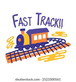 A cartoon style sticker of fast track 