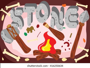 Cartoon style stone age cave 