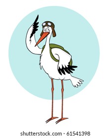 cartoon style stork