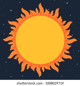 Cartoon style sun in space background