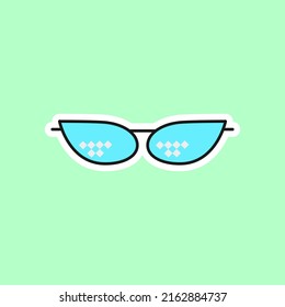 Cartoon style sunglasses. Pixel style. Cute style stickers.