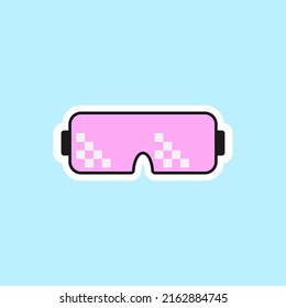 Cartoon style sunglasses. Pixel style. Cute style stickers.