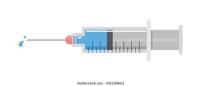 cartoon style syringe on white background, vector