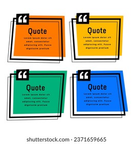 cartoon style testimonial quote mark template in set vector