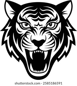 a cartoon style tiger head vector