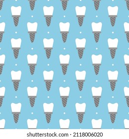 Implantes dentarios de estilo cartón y puntos vectoriales sin fisuras para el diseño del servicio dental.