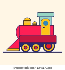 Cartoon Style Toy Railroad Train. Vector illustration