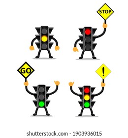 cartoon style traffic light, isolated and trendy. Flower sprig background for your website design logo, app, UI. Vector icon illustration, EPS10.