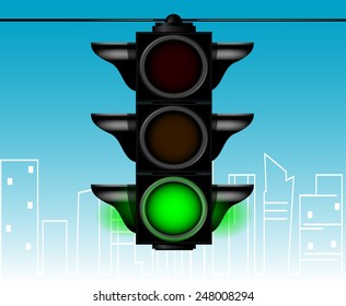 Cartoon style  traffic light vector illustration.